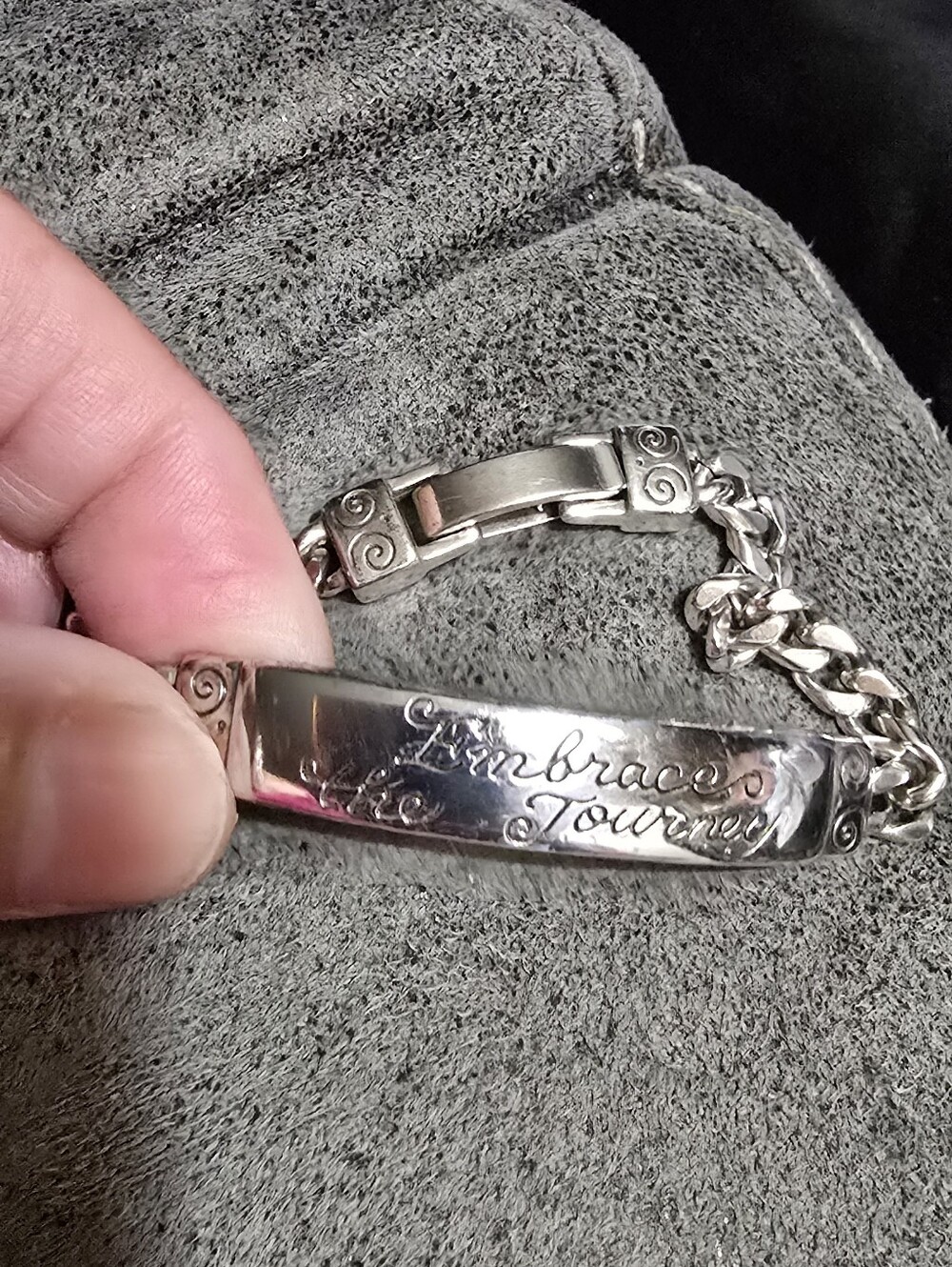 Brighton Silver 'Embrace the Journey' Engraved Cuff Bracelet